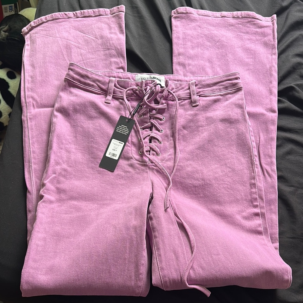 Women's Purple Lace-Up Jeans